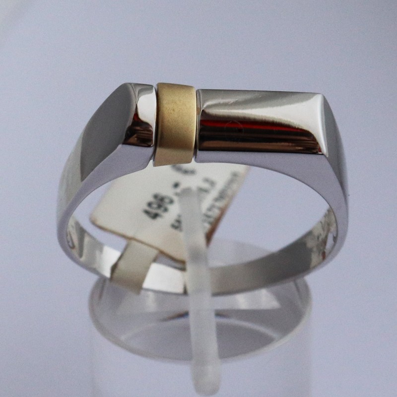 men's ring in white gold with yellow gold
