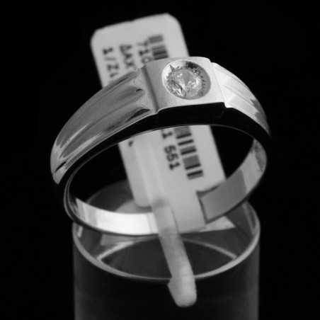 δαχτυλιδι ανδρικο λευκοχρυσο με αμμοβολη και λευκο ζιργκον