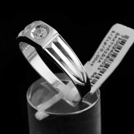 δαχτυλιδι ανδρικο λευκοχρυσο με αμμοβολη και λευκο ζιργκον