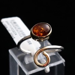 ring opening in silver with oval amber 2