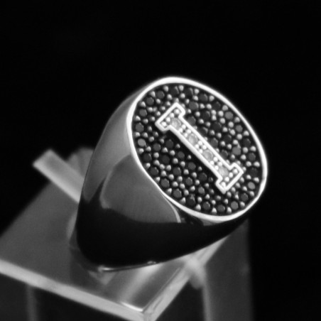 δαχτυλιδι chevalier σε ασημι με μονογραμμα Ι