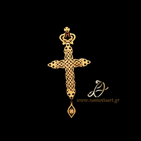 pectoral cross goldplated ΣΤ29  green red white cubic zirconia