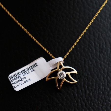 gold plated star necklace with cubic zirconia stone