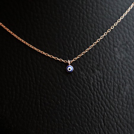 eye necklace with pink platinum and painted enamel