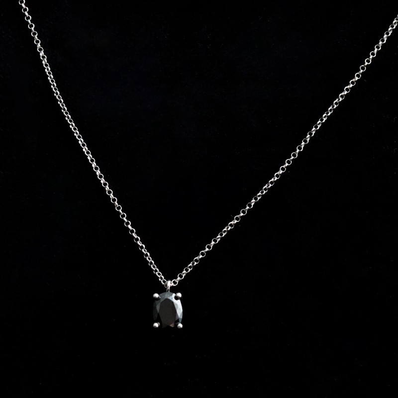 necklace silver black onyx