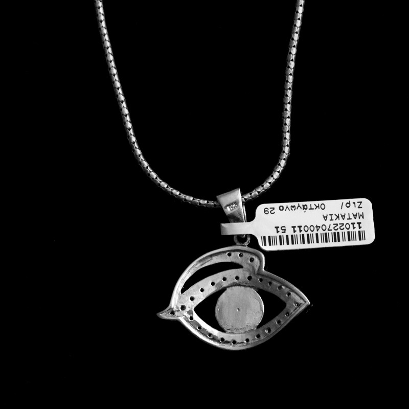 κολιε ασημι με ματι και πετρες ζιργκον