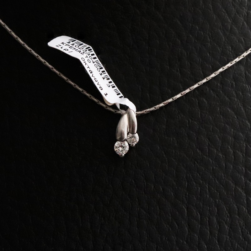 silver necklace with cubic zirconia stones