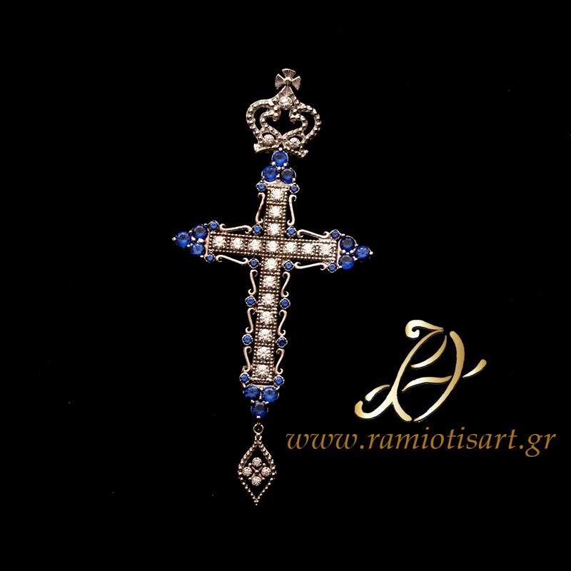 επιστηθιος σταυρος ΣΤ29-053 ασημενιος μπλε...