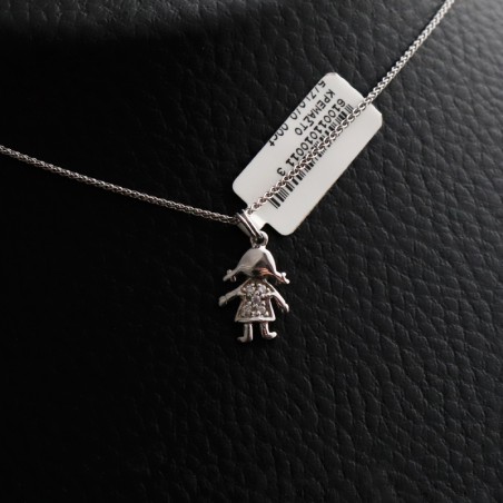necklace silver  girl with cubic zirconia stones