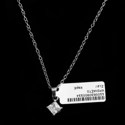 silver necklace with cubic zirconia stone
