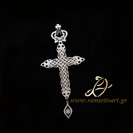επιστηθιος σταυρος ΣΤ29-053 ασημενιος μπλε λευκα ζιργκον