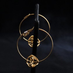 earrings gold-plated hoops with hearts 2