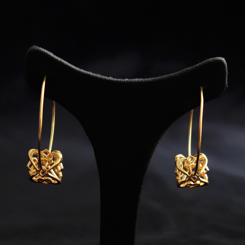 earrings gold-plated hoops with hearts