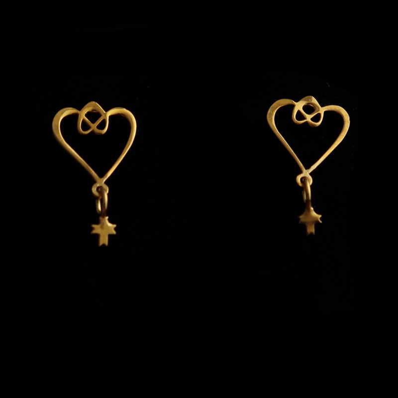 heart earrings with hanging cross
