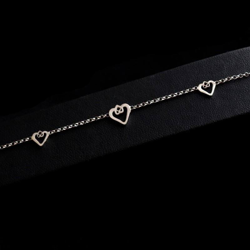 silver bracelet with hearts