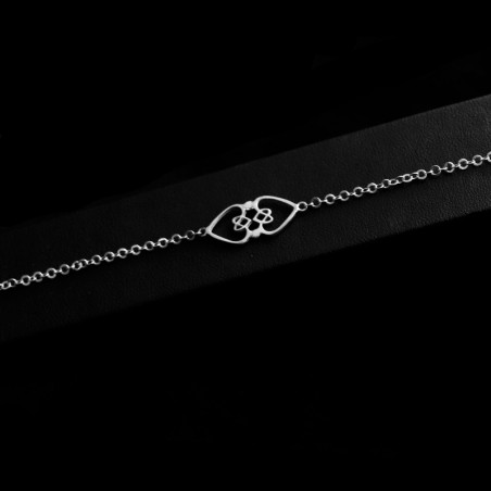silver bracelet with two hearts