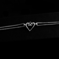 silver heart bracelet with double chain