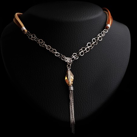 κολιε με σχοινι και πετρα καπνια