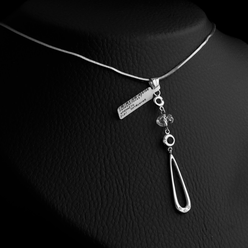 necklace hanging with cubic zirconia stone