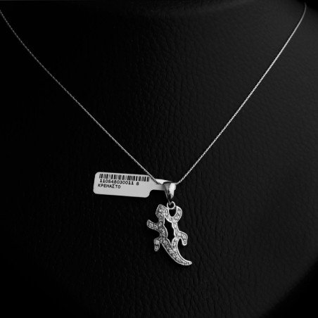 silver necklace with pattern and cubic zirconia stones