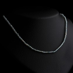 silver necklace with petrol stones