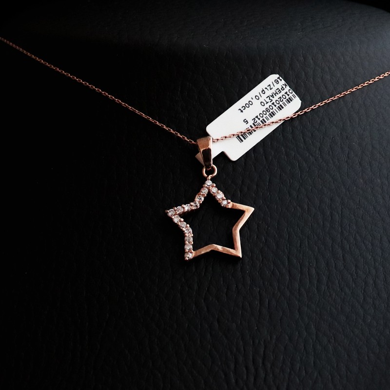 star gold necklace gold plated with cubic zirconia stones