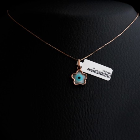 daisy shaped necklace with pink gilded eye