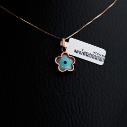 daisy shaped necklace with pink gilded eye 2