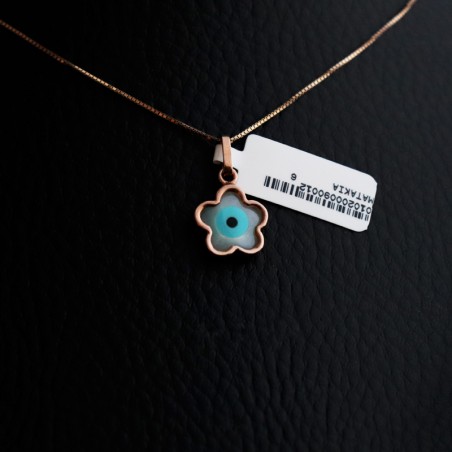 daisy shaped necklace with pink gilded eye