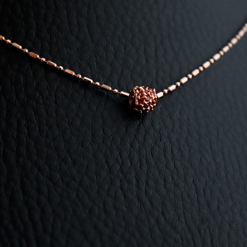 κολιε ροζ επιχρυσωμα με πετρα καπνια