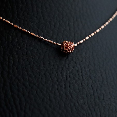 κολιε ροζ επιχρυσωμα με πετρα καπνια