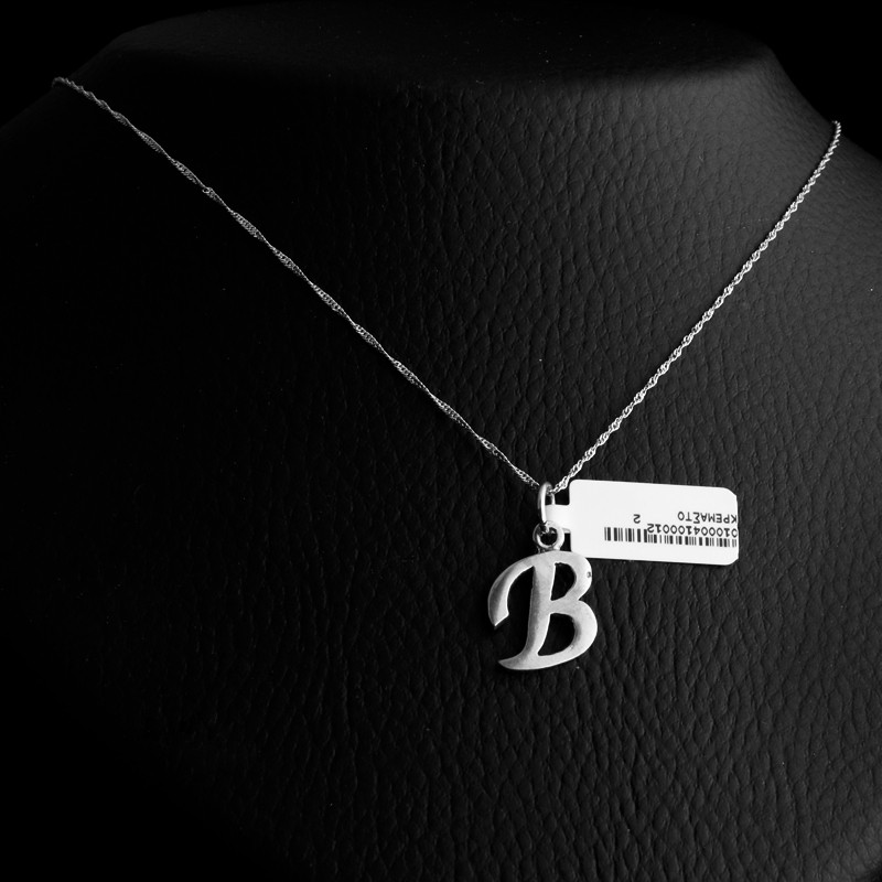 silver necklace with monogram B