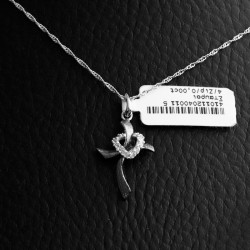 silver cross necklace with cubic zirconia stones 2
