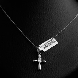 silver cross necklace with cubic zirconia stone 2