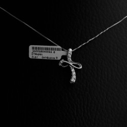 silver cross necklace with nine cubic zirconia stones 2