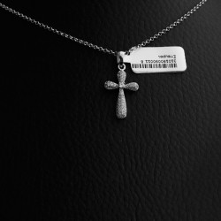 necklace silver cross with cubic zirconia stones 2