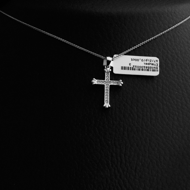 necklace silver cross with cubic zirconia stones