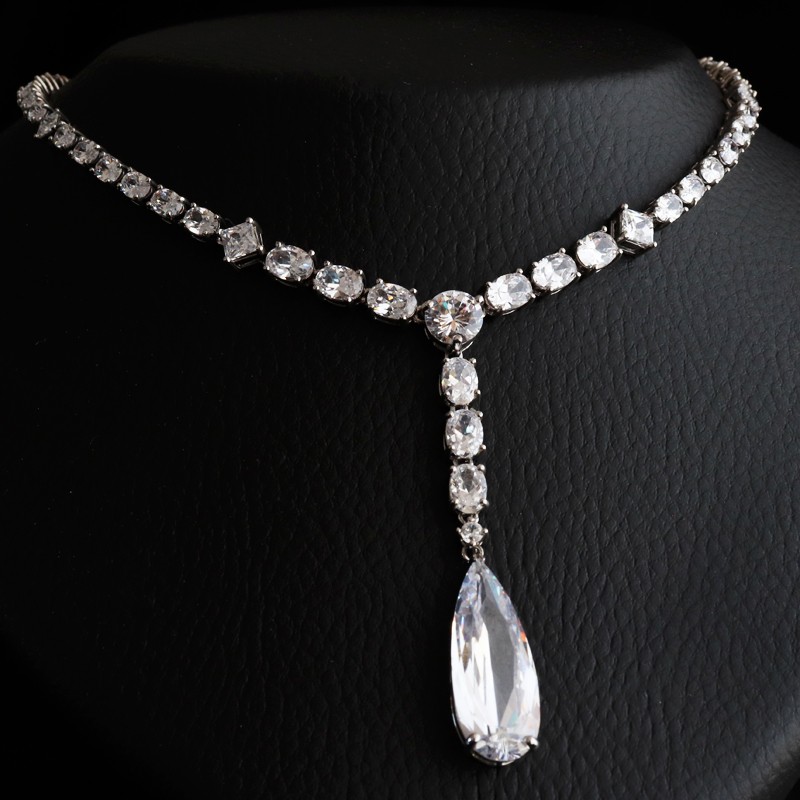 formal necklace with cubic zirconia stones