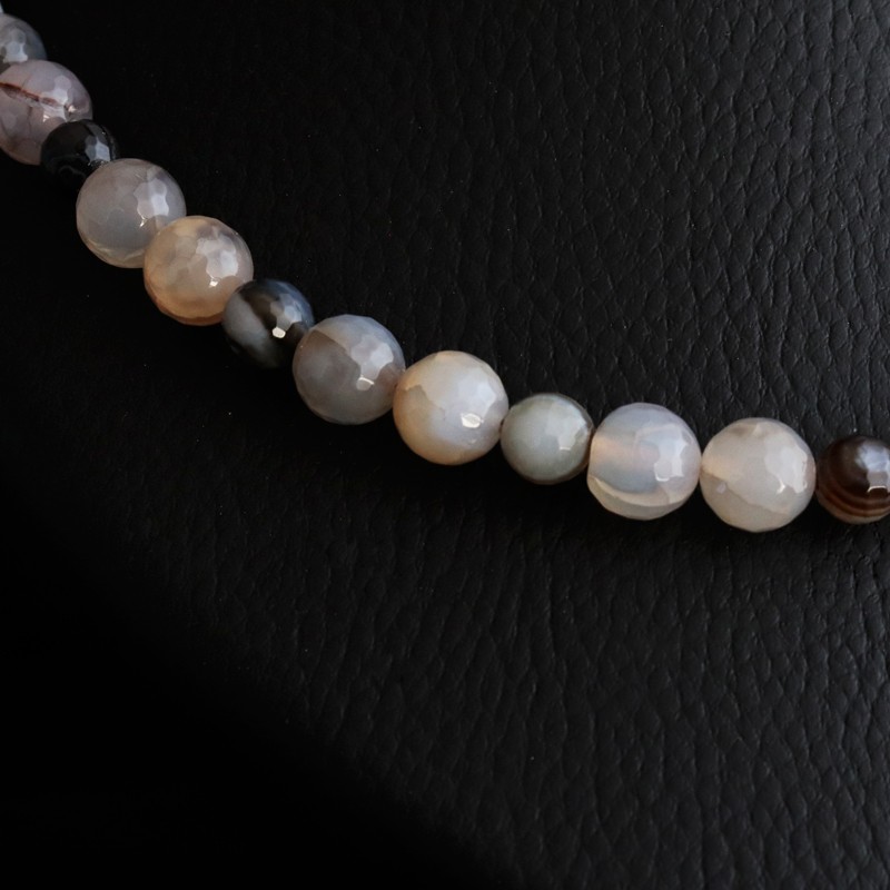 κολιε με γκρι πετρα αχατη