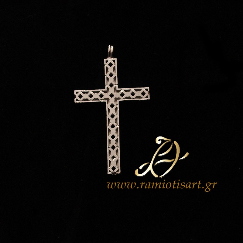 μικρος επιστηθιος σταυρος ασημενιος με μπλε...