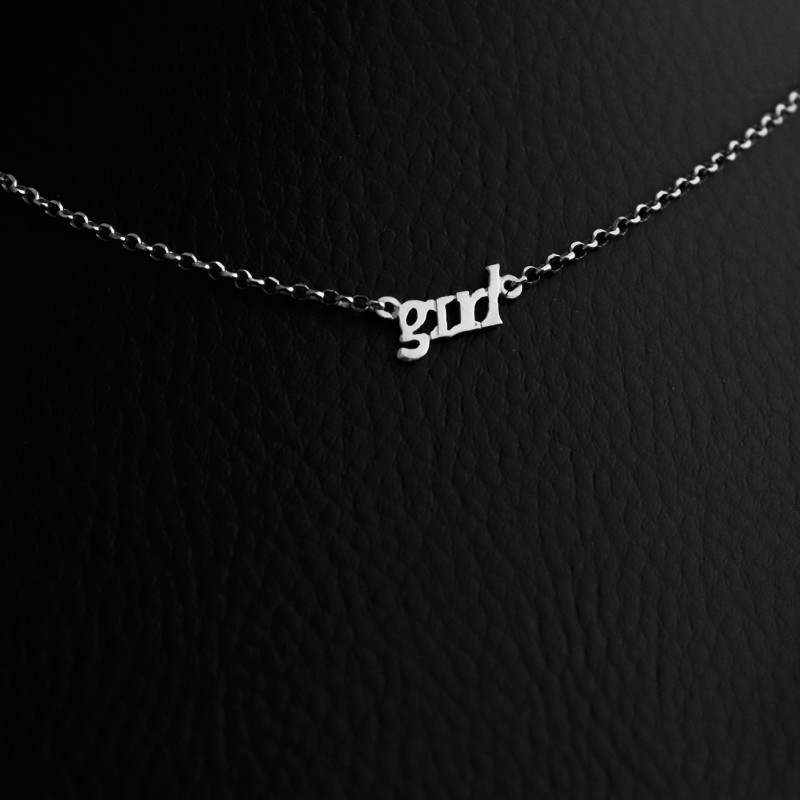 silver necklace with girl letters