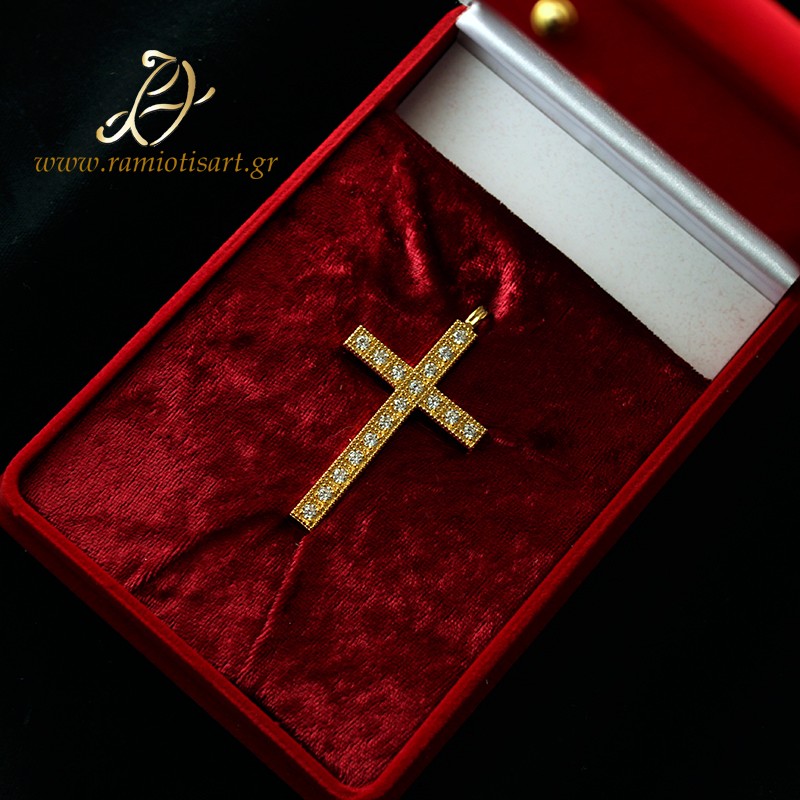 small pectoral cross for priest goldplated with cubic zirconia Color Yellow Gold MATERIAL BRONZE YOUR BUDJET 50-100 EURO STONE COLOR WHITE