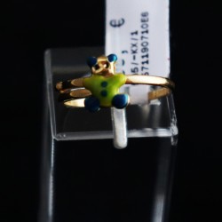 baby gold ring green - blue teddy bear