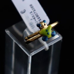 baby gold ring green - blue teddy bear 2