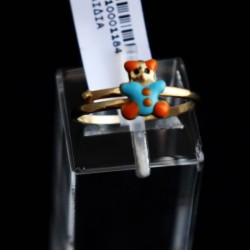 παιδικο χρυσο δαχτυλιδι γαλαζιο - πορτοκαλι αρκουδακι 2