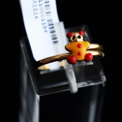 παιδικο χρυσο δαχτυλιδι κιτρινο - κοκκινο αρκουδακι