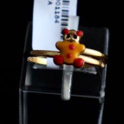 παιδικο χρυσο δαχτυλιδι κιτρινο - κοκκινο αρκουδακι 2