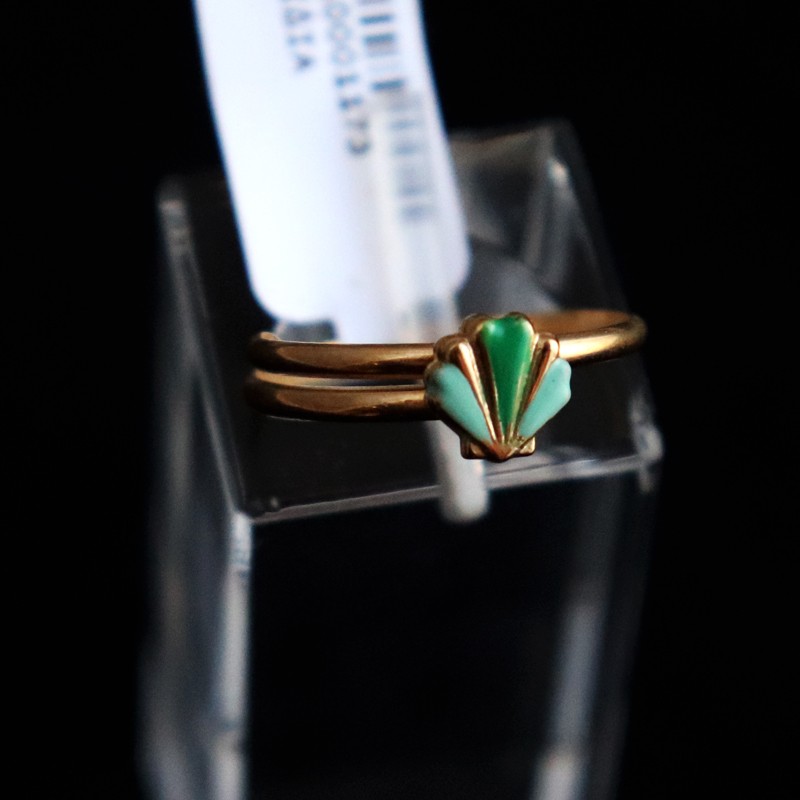 children's gold ring green shell