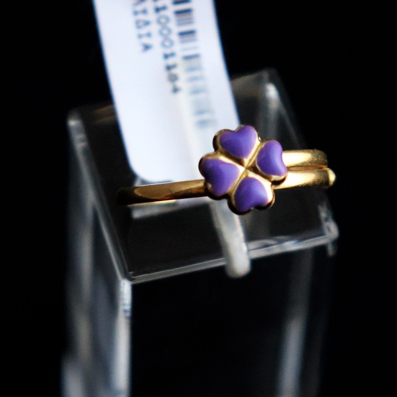 children's ring gold purple clover