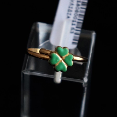 children's ring gold green clover